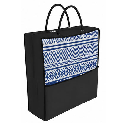 Reversible Outdoor Rug, Patio Floor Mat, 6' x 9', White, Dark Blue Garden Decor at Gallery Canada