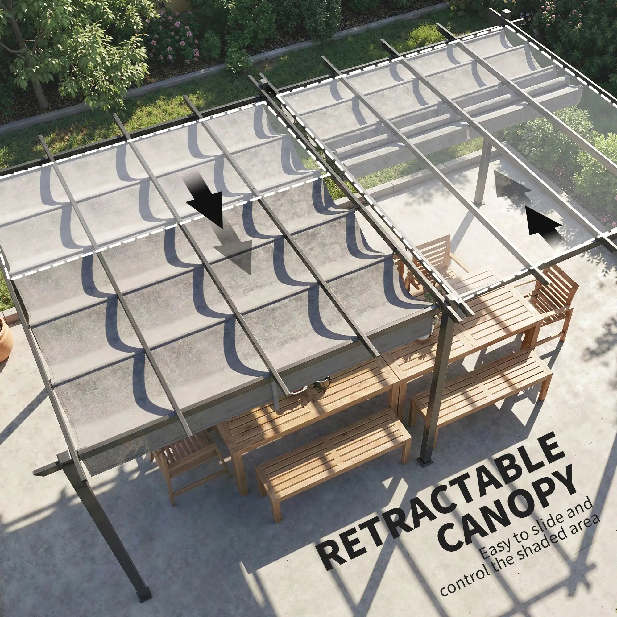 Retractable Pergola Canopy, 11.7' x 19.6', Aluminum, For Grill Patio Garden Deck Pergolas at Gallery Canada