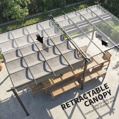 Retractable Pergola Canopy, 11.7' x 19.6', Aluminum, For Grill Patio Garden Deck Pergolas at Gallery Canada