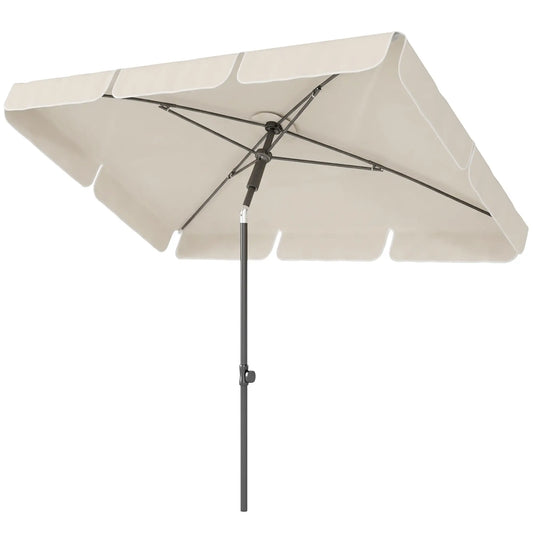 6' x 4' Beige Rectangular Patio Umbrella with Tilt Crank, Beige Sun Umbrellas Beige, Grey at Gallery Canada