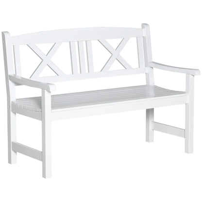 2-Seater Wooden Garden Bench, 4FT Outdoor Patio Loveseat, White Outdoor Benches at Gallery Canada