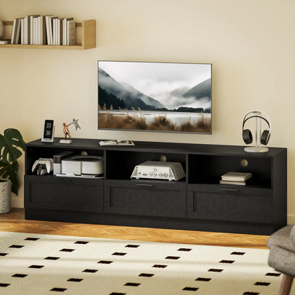 TV Stand with Storage, 3 Cabinets, 3 Shelves, for TVs up to 85", Black TV Stands at Gallery Canada