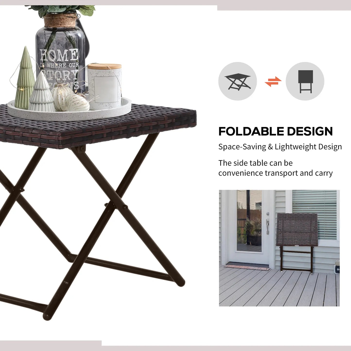 Outdoor PE Rattan Coffee Table, 15.75"x15.75"x15.75", Brown Coffee Tables at Gallery Canada