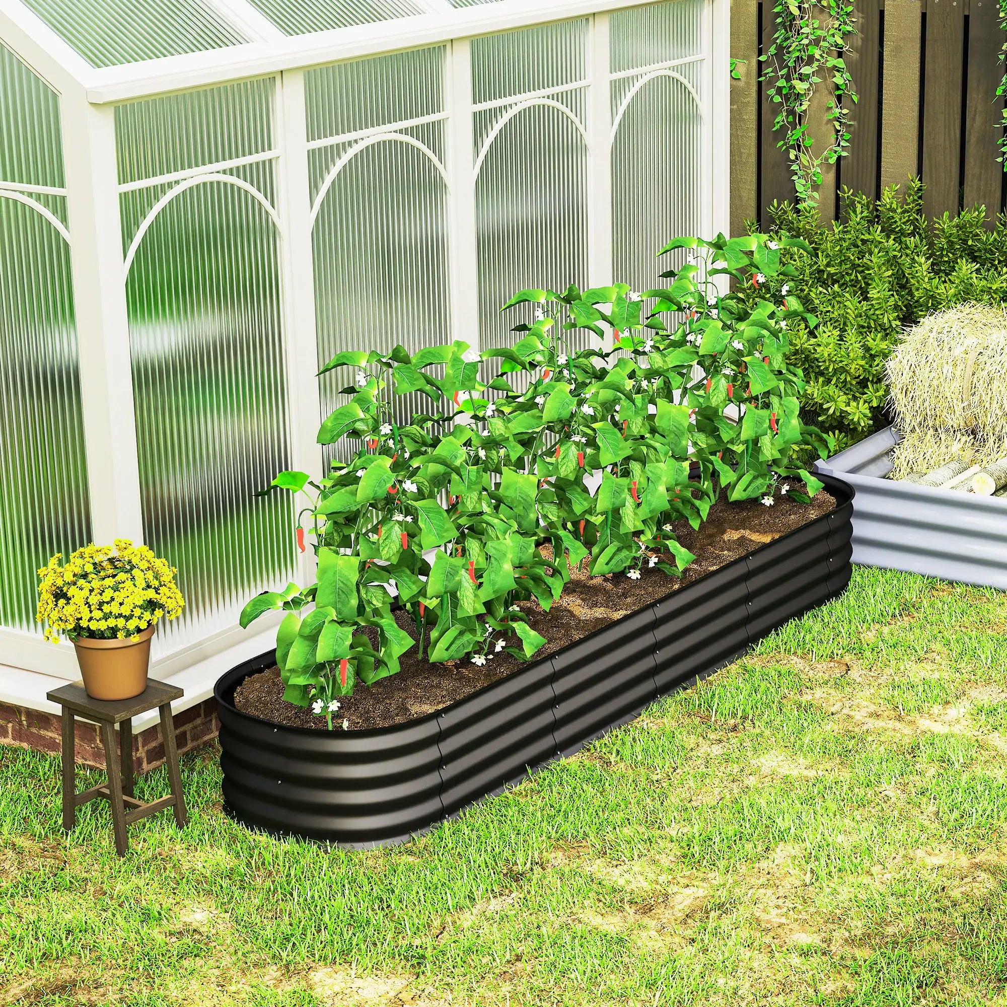 7.9 x 2 x 1ft Galvanized Raised Garden Bed Kit, Metal Planter Box, Black Galvanized Planter Boxes at Gallery Canada