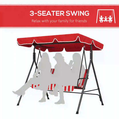 3-Seater Outdoor Porch Swing, Adjustable Canopy, Red Patio Swings with Stand at Gallery Canada