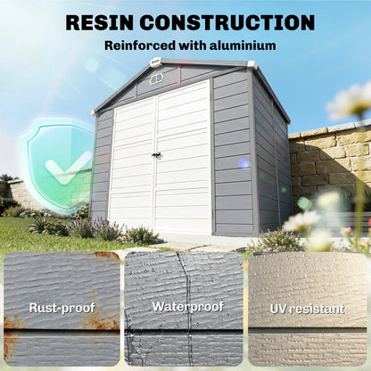 Small Garden Shed, Latch Door, Vents, Sloped Roof, 8x6, Light Grey Sheds at Gallery Canada