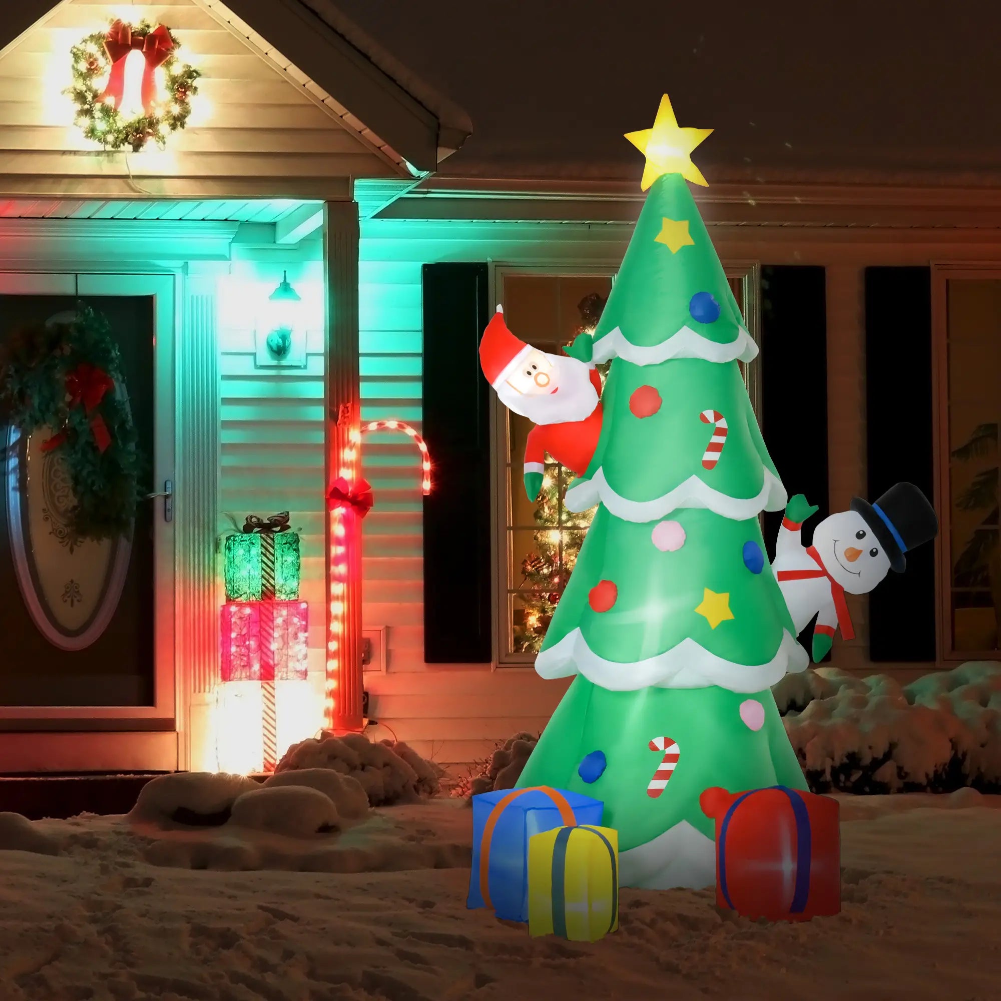 7 Feet Tall Christmas Inflatable Tree, LED Lighted with Santa, Snowman, Gift Box Christmas Inflatables at Gallery Canada