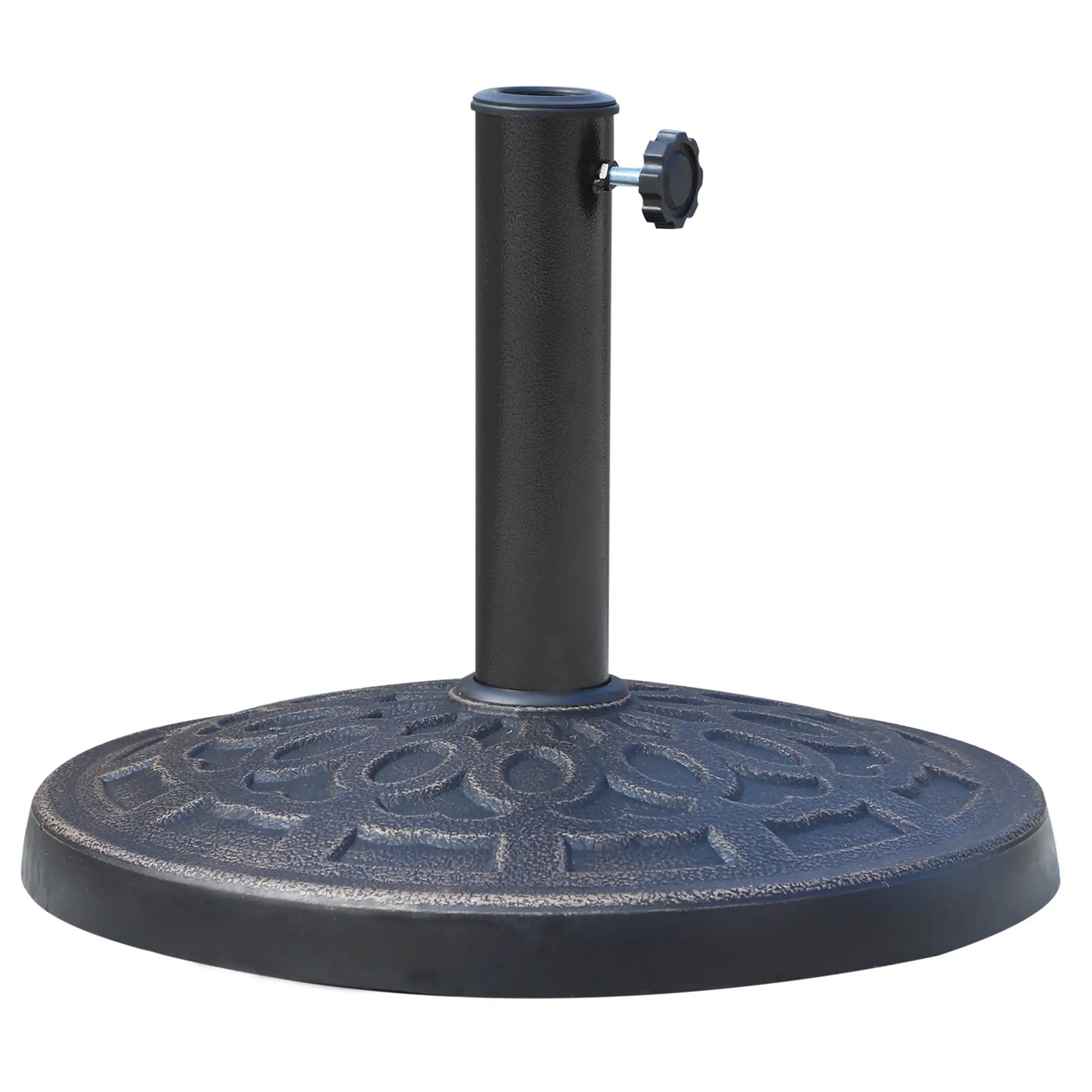 26 lbs Resin Umbrella Base, Round Market Parasol Holder, Φ1.5", Φ1.89" Pole, Bronze Umbrella Bases at Gallery Canada