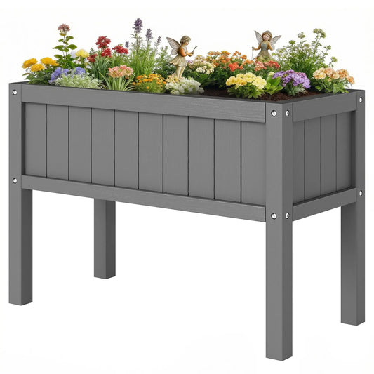 Raised Garden Bed With Legs, HDPE Planter With Drainage Holes Elevated Garden Beds Grey at Gallery Canada