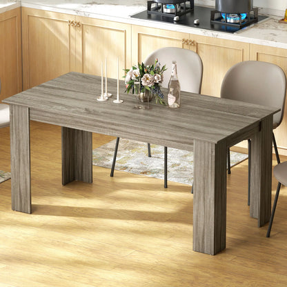 63 Inch Kitchen Table for 4-6 People, Wood Effect Dining Table, Grey Dining Tables at Gallery Canada