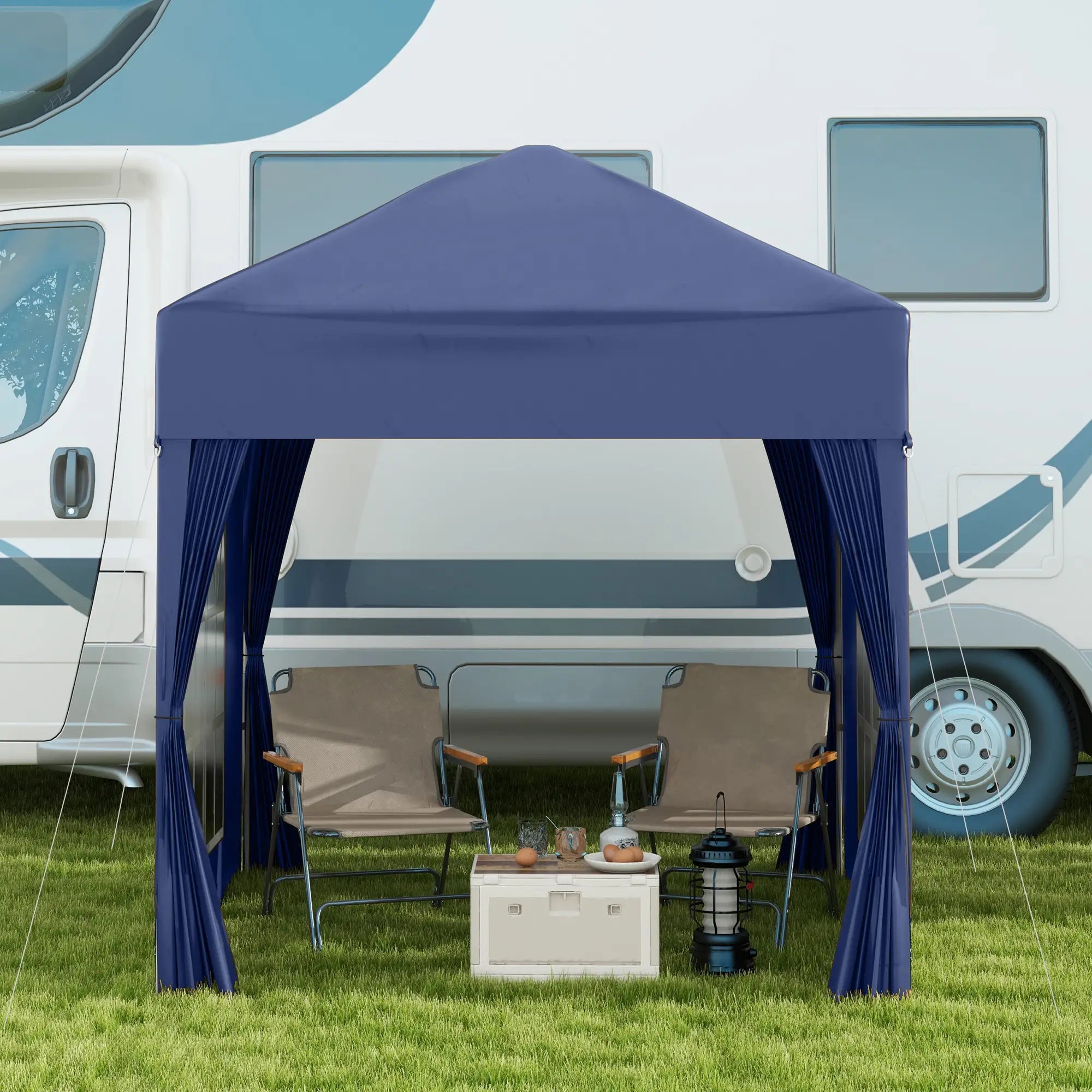 6.6'x6.6' Pop Up Canopy Tent, Instant Sun Shelter, Blue Pop Up Canopies at Gallery Canada
