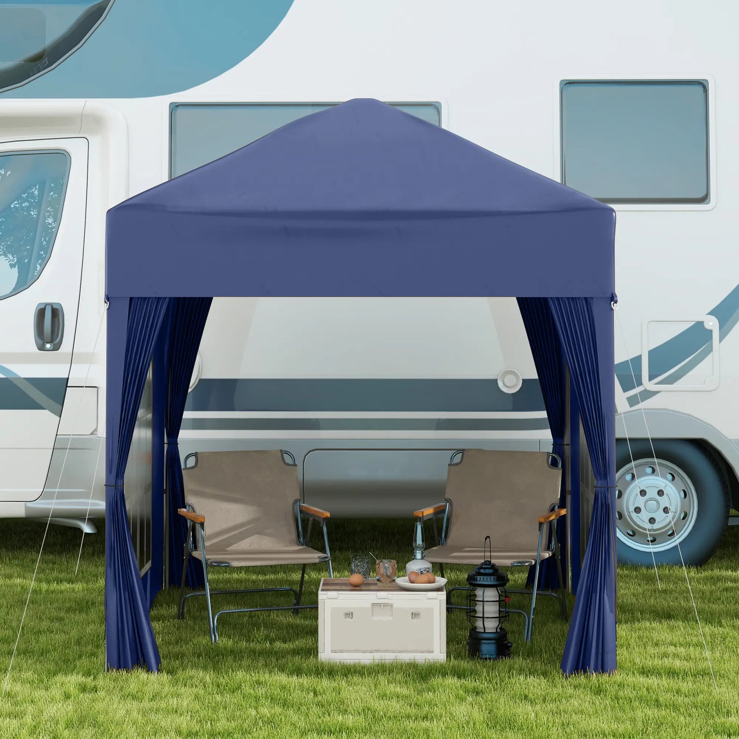 6.6'x6.6' Pop Up Canopy Tent, Instant Sun Shelter, Blue Pop Up Canopies at Gallery Canada