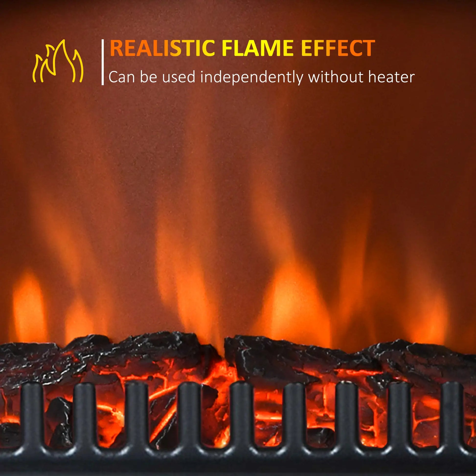 16" Freestanding Electric Fireplace Heater, Wood Flame, 750/1500W, Black Electric Fireplaces at Gallery Canada