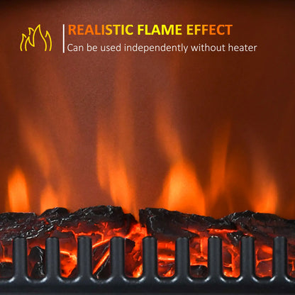 16" Freestanding Electric Fireplace Heater, Wood Flame, 750/1500W, Black Electric Fireplaces at Gallery Canada