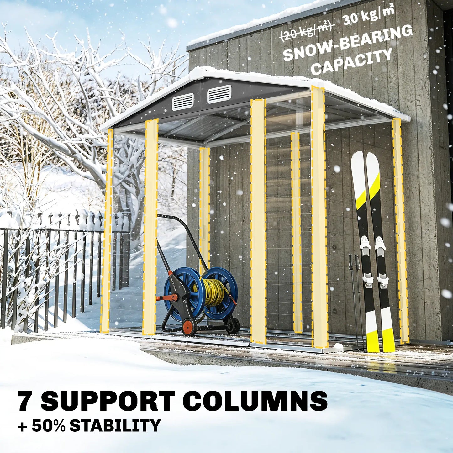 7' x 4' Metal Garden Shed, Lockable Doors, Dark Grey Sheds at Gallery Canada