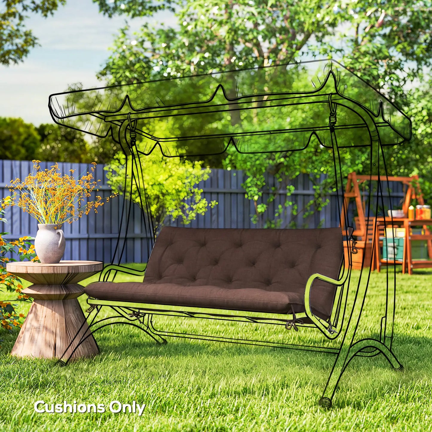 2 Seater Garden Bench Cushion, 47" x 43" x 4", Coffee Patio Chair Cushions at Gallery Canada