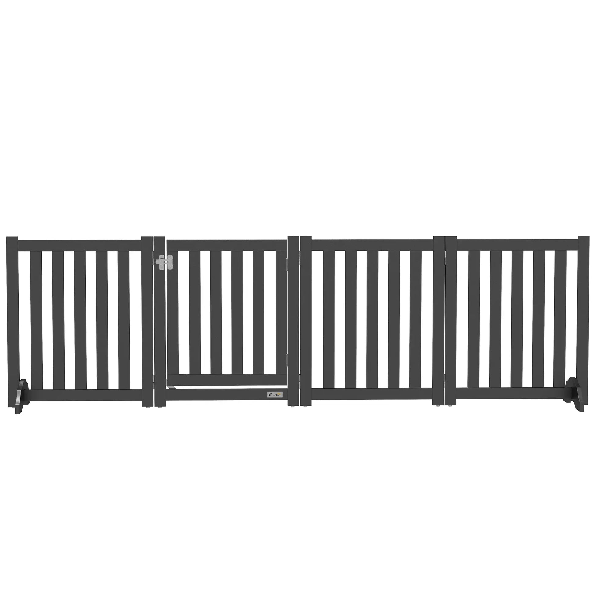 Foldable Dog Gate With Door, 4 Panels Freestanding, Black Houses, Kennels & Pens Black at Gallery Canada