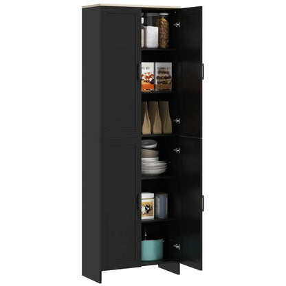 67" 4-Door Kitchen Pantry Cabinet, Adjustable Shelves, Black Kitchen Pantry Cabinets at Gallery Canada