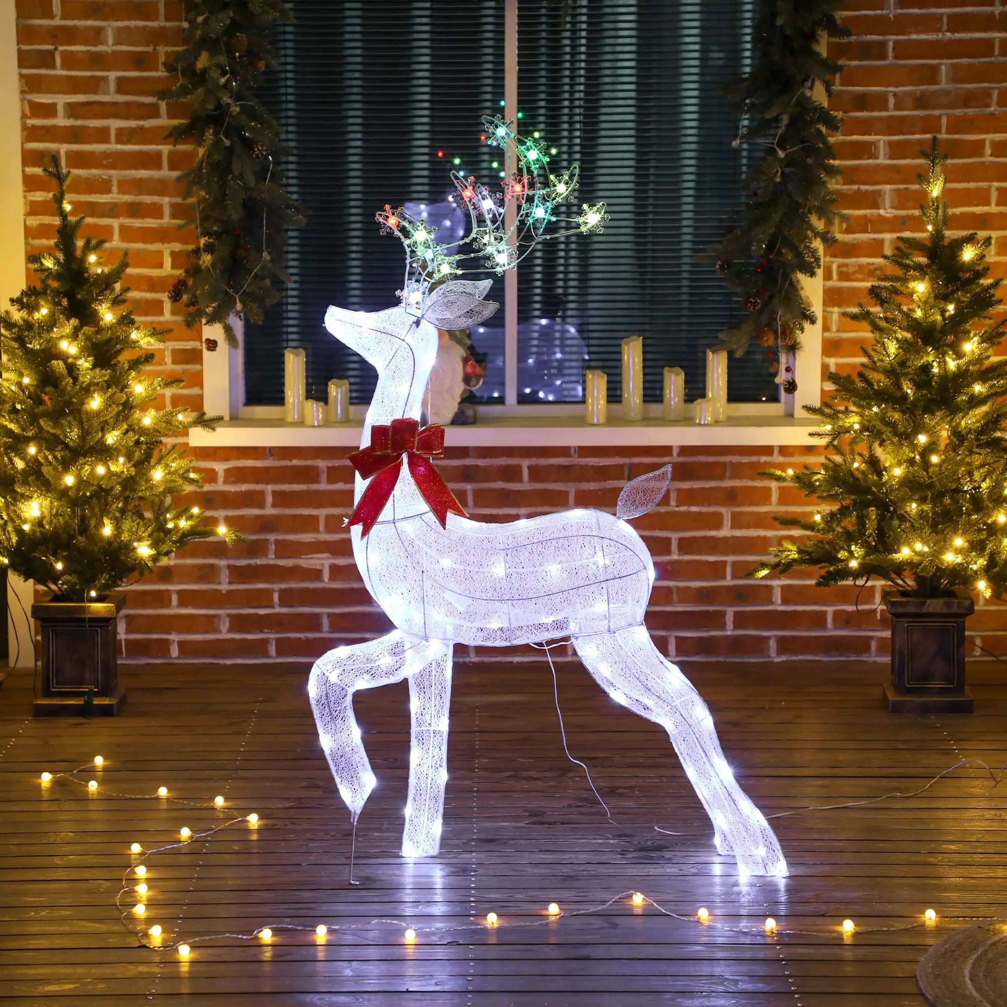 4.3FT Lighted Christmas Reindeer, RGB and Warm White LEDs, IP44 Waterproof, RGB and Warm White Christmas Decorations at Gallery Canada