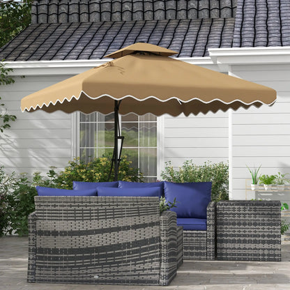 8' x 8' Square Patio Umbrella, Solar LED Lights, Khaki Cantilever Umbrellas at Gallery Canada