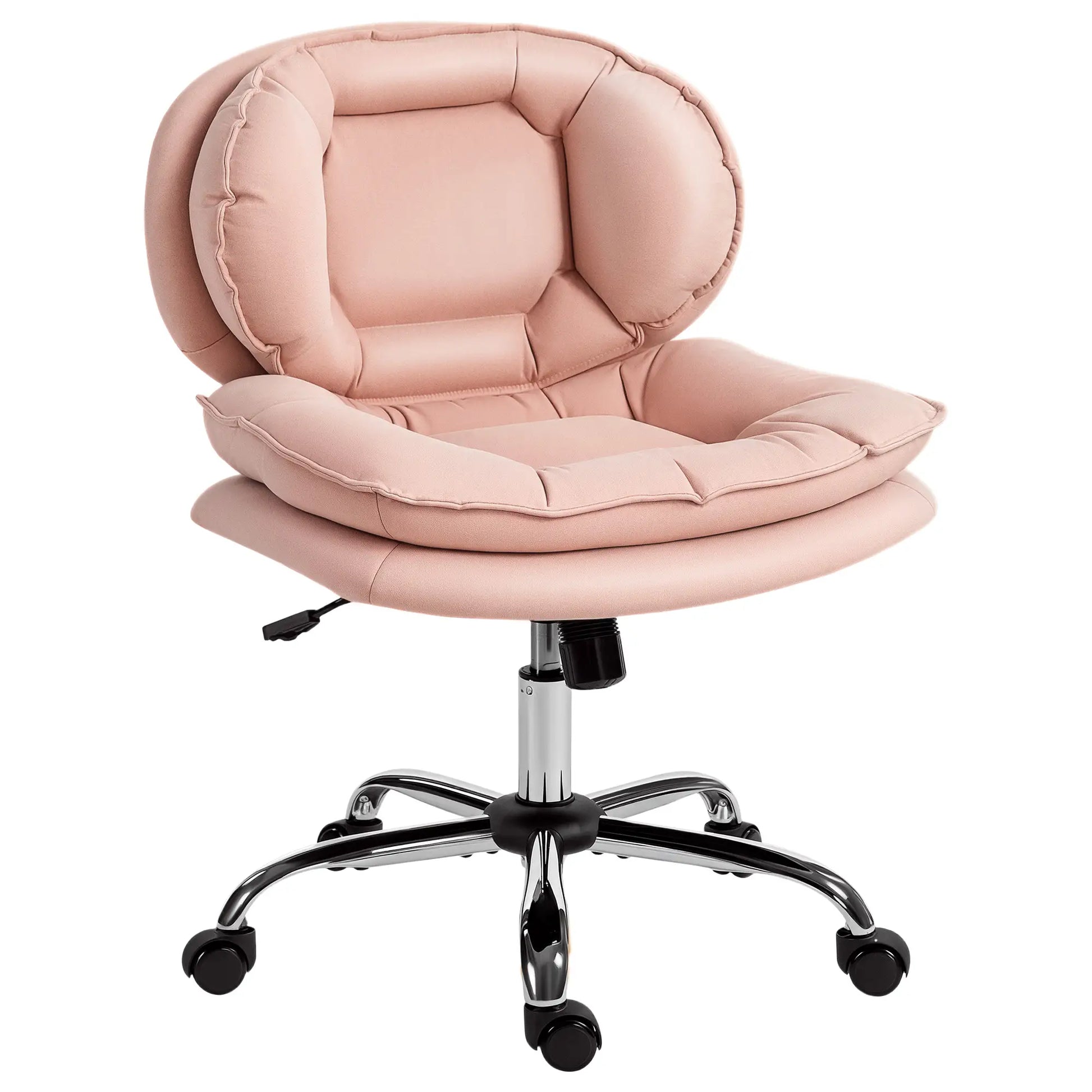 Criss Cross Chair, Swivel Wide Office Chair with Leathaire Upholstery, Tilting, No Arm, Pink Task Chairs at Gallery Canada