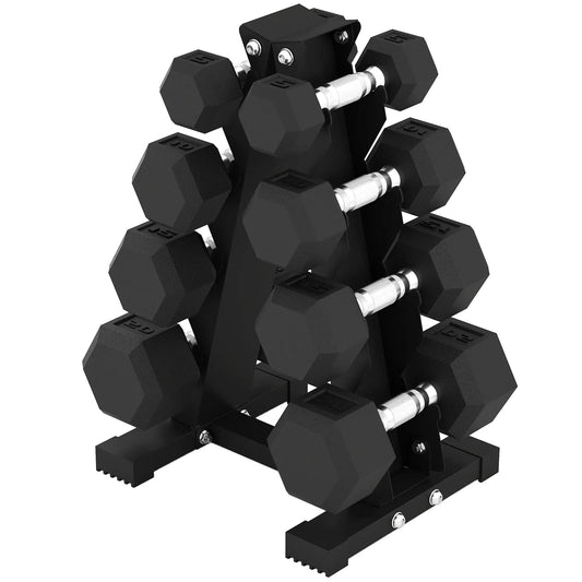 100 LBS Hex Dumbbell Set with Rack, Non-Slip Handles, Rubber Coated Dumbbells & Barbells Black at Gallery Canada