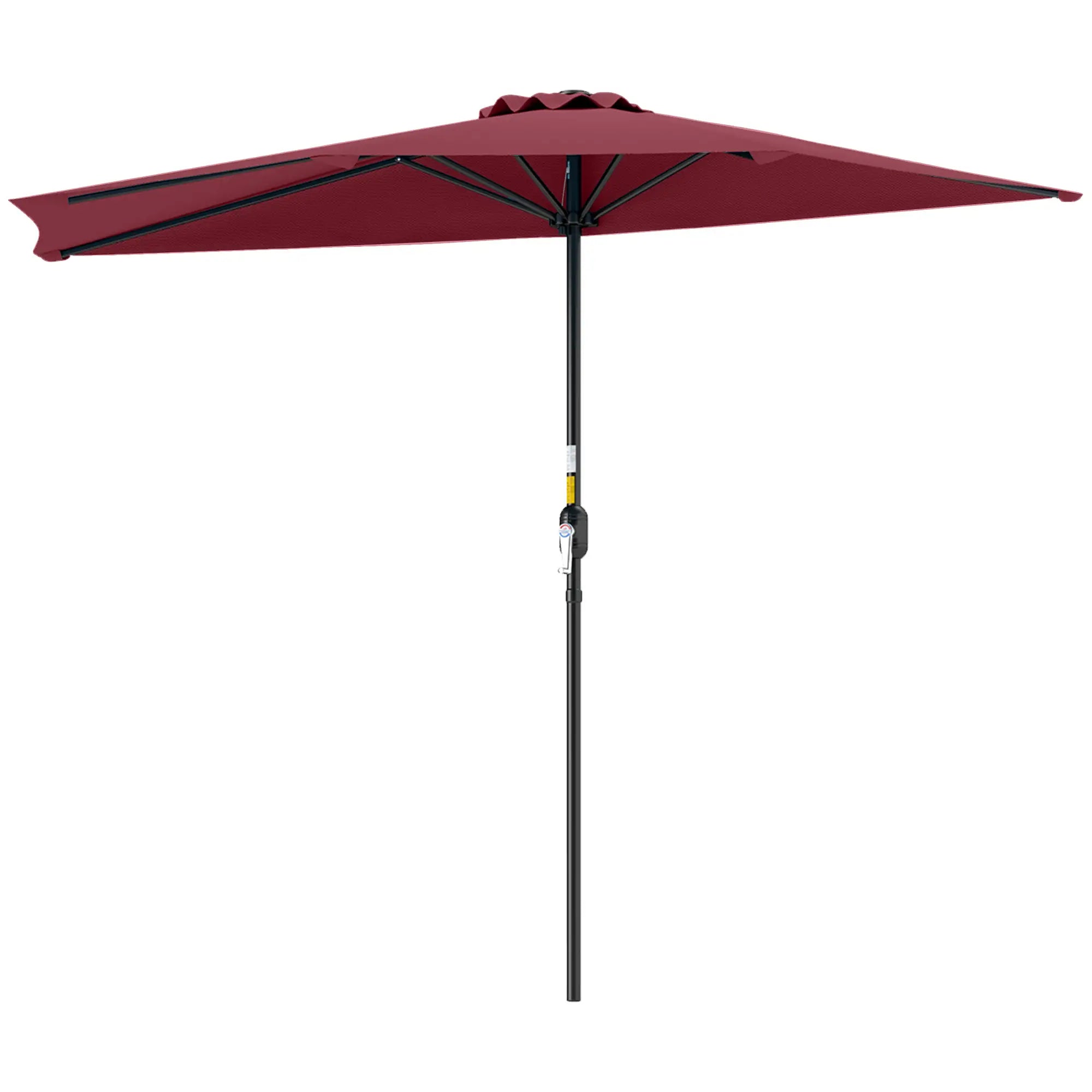 9ft Half Round Patio Umbrella, 5 Ribs, Sun Shade, Wine Red Half Round Umbrellas at Gallery Canada