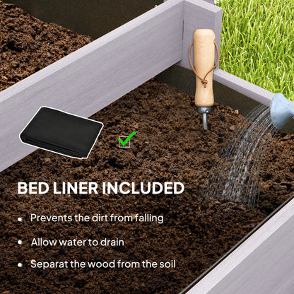 Wooden Elevated Planter Box with Trellis, 3 Tier Raised Garden Bed, Grey Raised Garden Beds at Gallery Canada