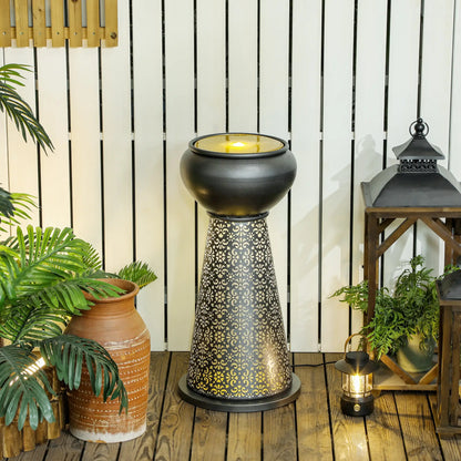 28" Tall Outdoor Water Fountain with LED Lights, Adjustable Flow, Dark Grey, Yellow Water Fountains at Gallery Canada