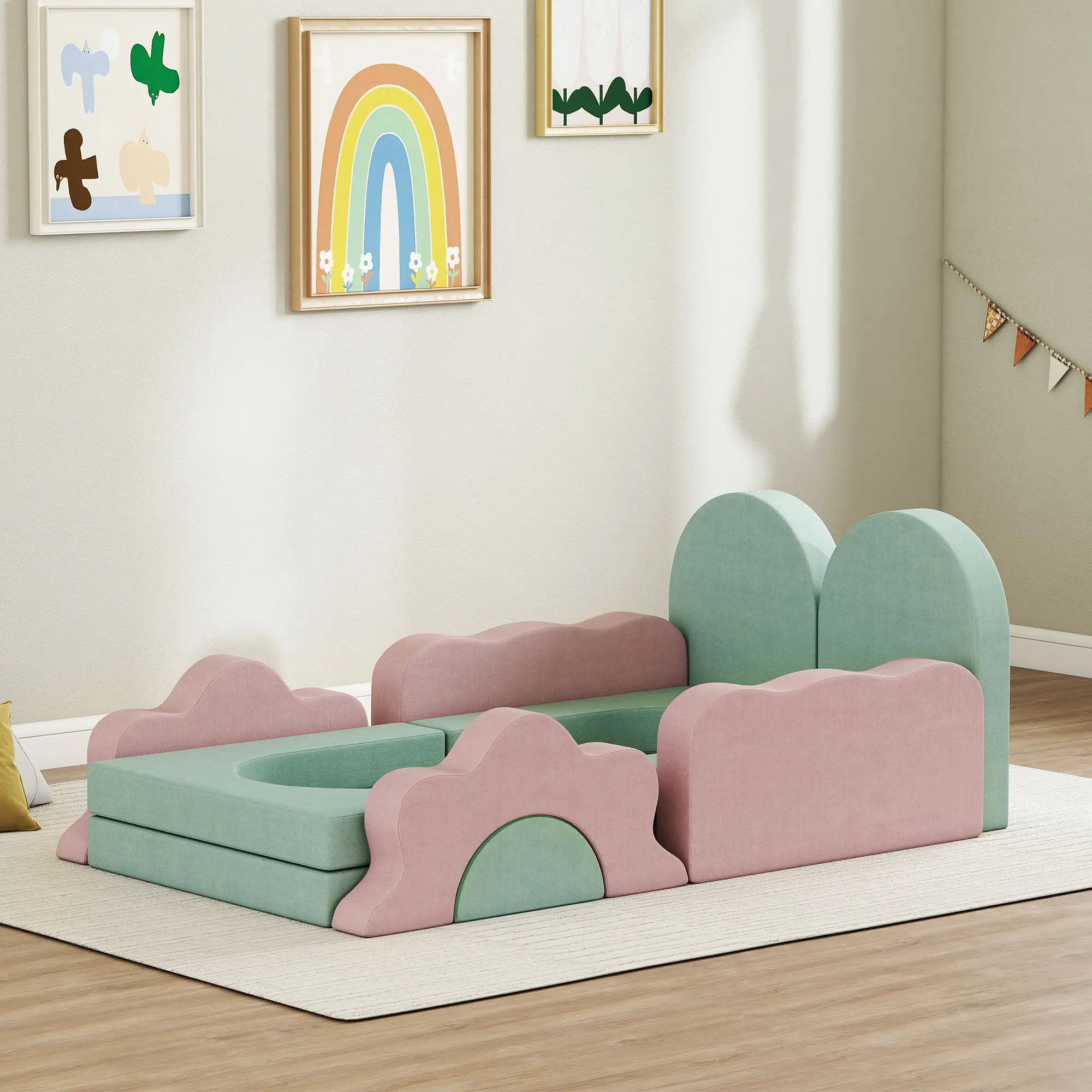 12-Piece Climbing Toys for Toddlers, Indoor Play Set, Green Kids Gym & Playmats at Gallery Canada