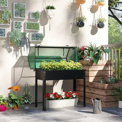 Raised Garden Bed Planter With PE Cover, Elevated Box With Drainage, Black Raised Garden Beds at Gallery Canada