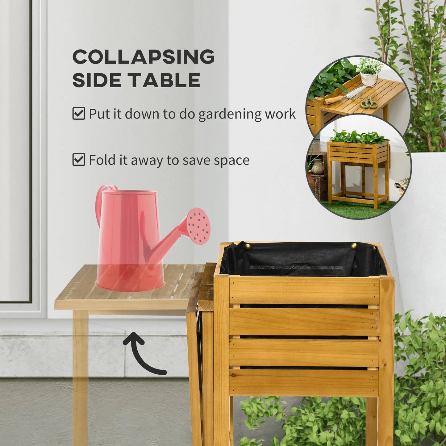 Raised Garden Bed, Folding Side Table, Elevated Wood Planter Box, Patio, Balcony Raised Garden Beds at Gallery Canada