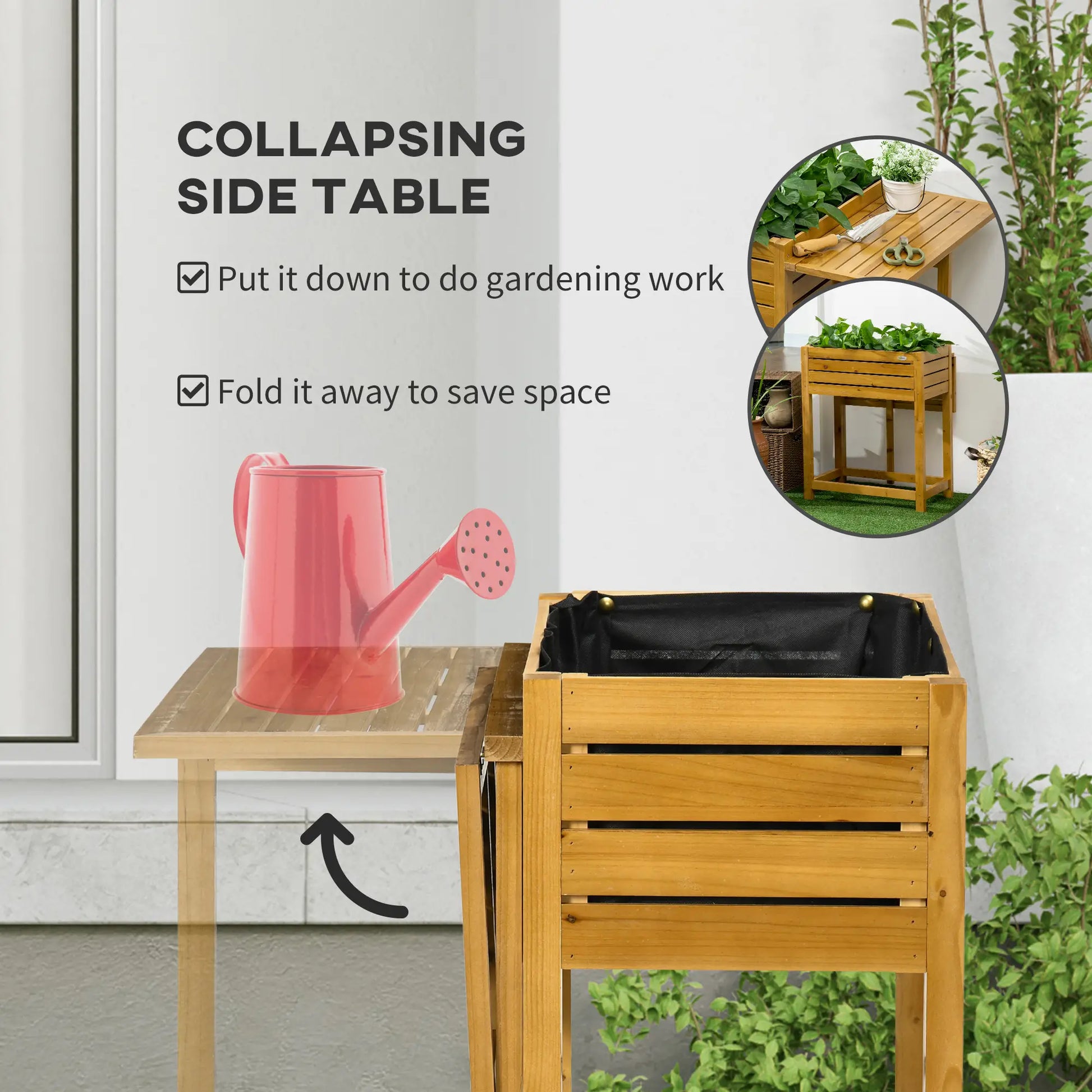 Raised Garden Bed, Folding Side Table, Elevated Wood Planter Box, Patio, Balcony Raised Garden Beds at Gallery Canada