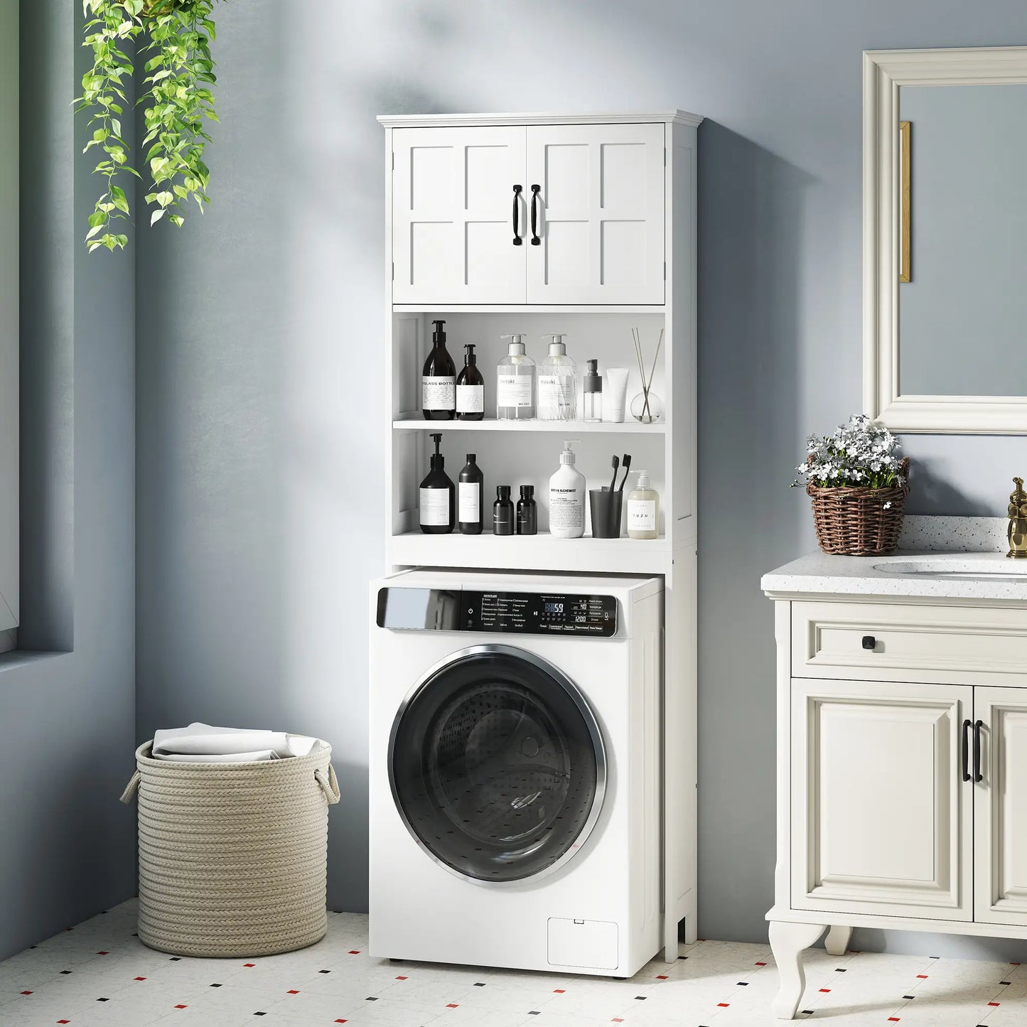 Over Toilet Storage, Bathroom Cabinet with Shelves, Double Door, White Over The Toilet Storage at Gallery Canada