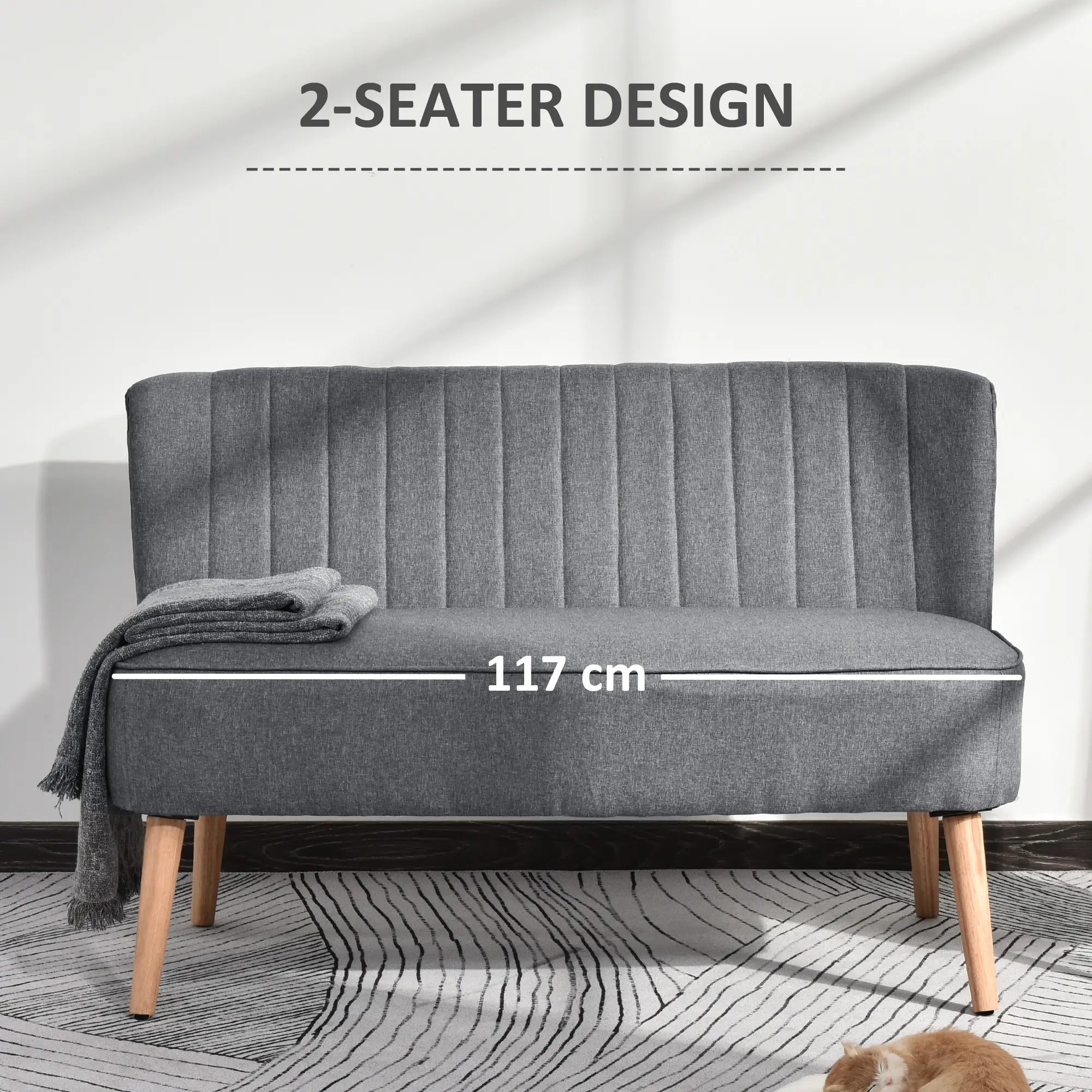 Modern 2 Seat Sofa, Upholstered Two Seater Couch, Light Grey 2-Seater Sofas at Gallery Canada