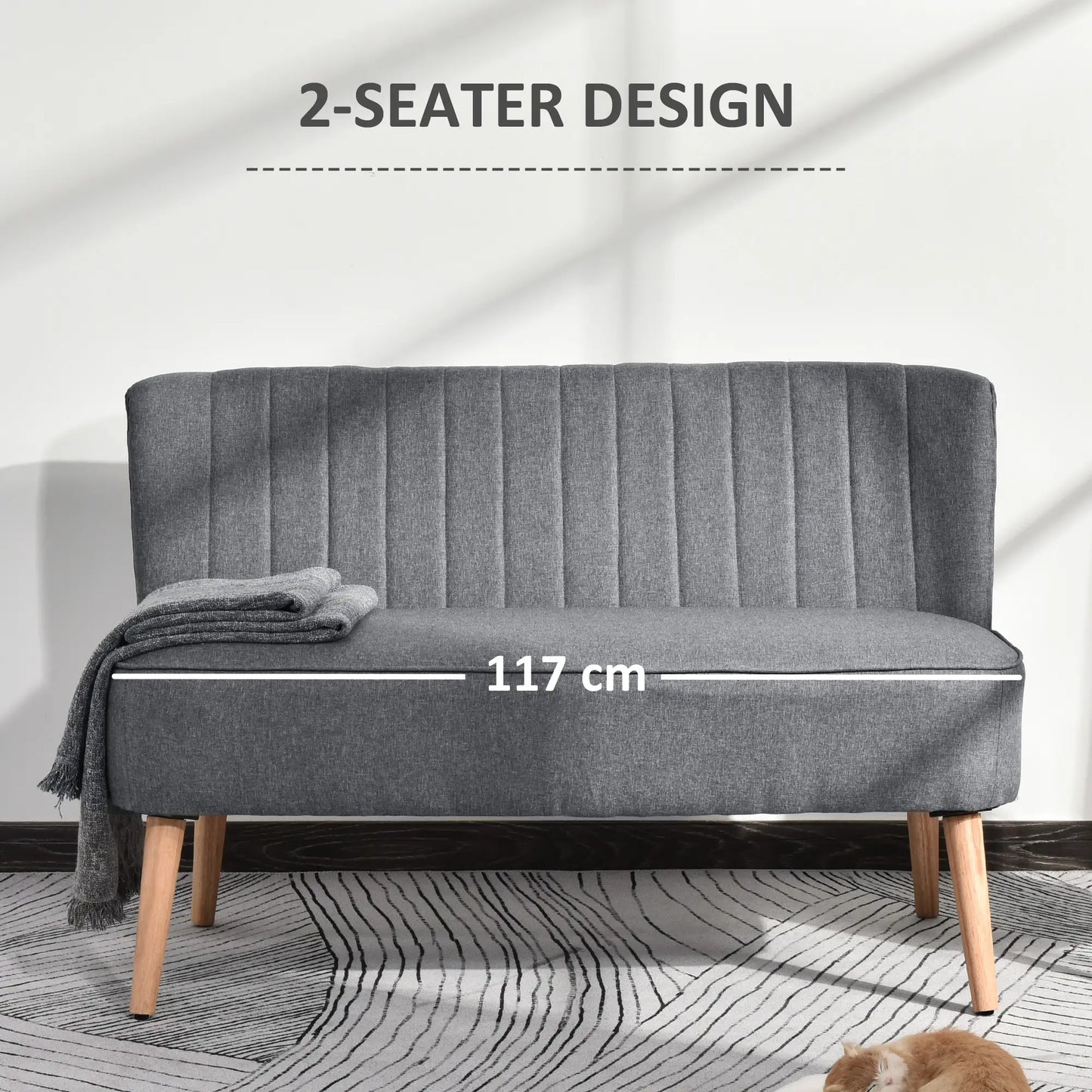 Modern 2 Seat Sofa, Upholstered Two Seater Couch, Light Grey 2-Seater Sofas at Gallery Canada