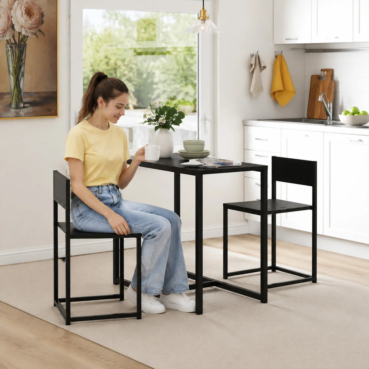 Industrial Dining Table Set for 2, Kitchen Table and Chairs, Small Space Bar Sets at Gallery Canada