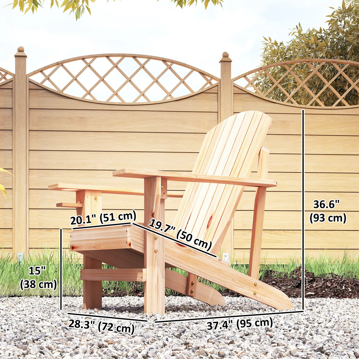 Classic Adirondack Chair with Cup Holder, Natural Patio Chairs at Gallery Canada