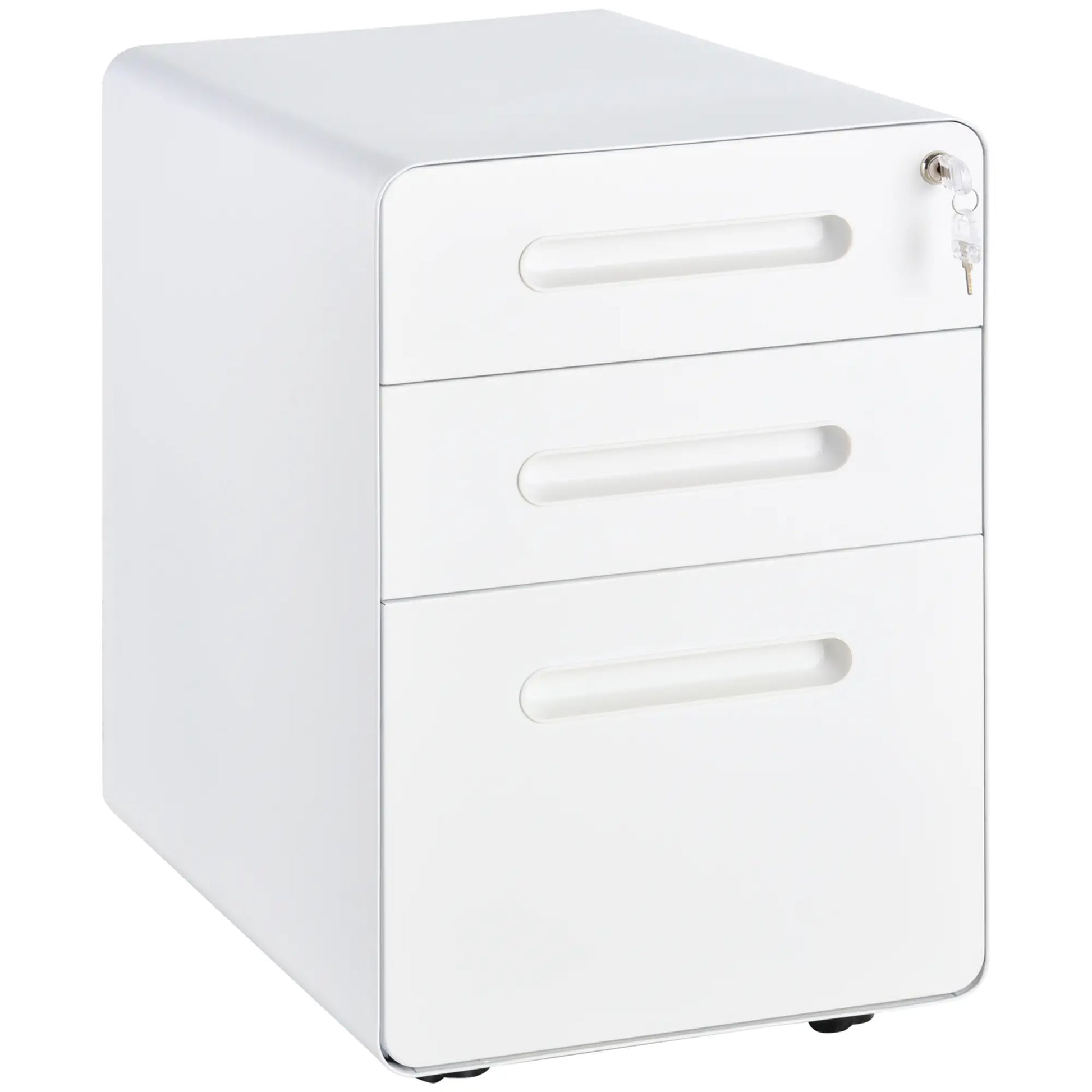 Lockable File Cabinet, Steel Filing Cabinet on Wheels for Legal, A4, Letter Size, Home Office Office Cabinets & Cupboards White at Gallery Canada