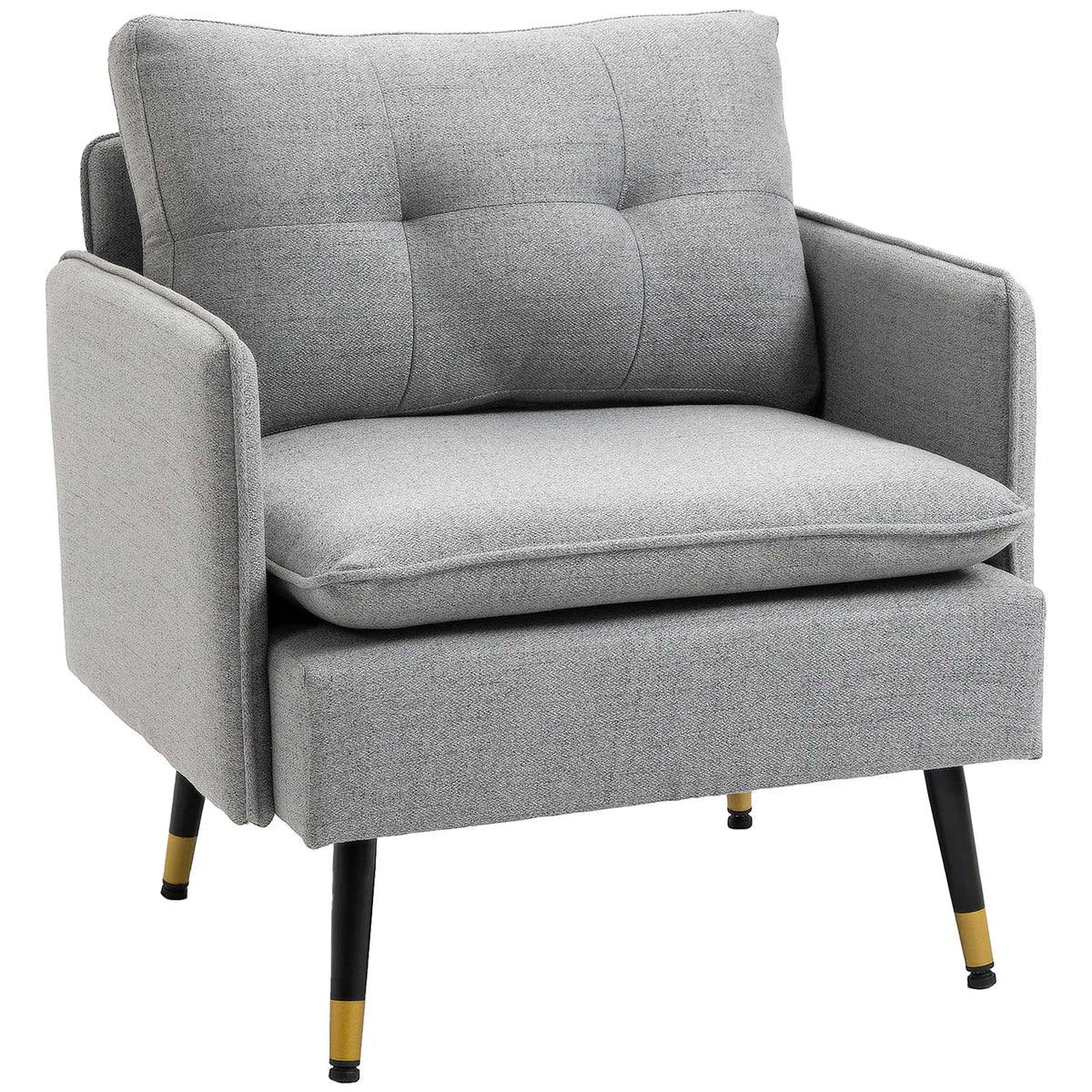 Modern Armchair, Upholstered Accent Chair, Tufted Back, Steel Legs, Grey Accent Chairs Grey at Gallery Canada