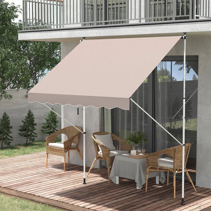 6.6'x5' Manual Retractable Patio Awning, UV Protector, Beige Door Awnings at Gallery Canada