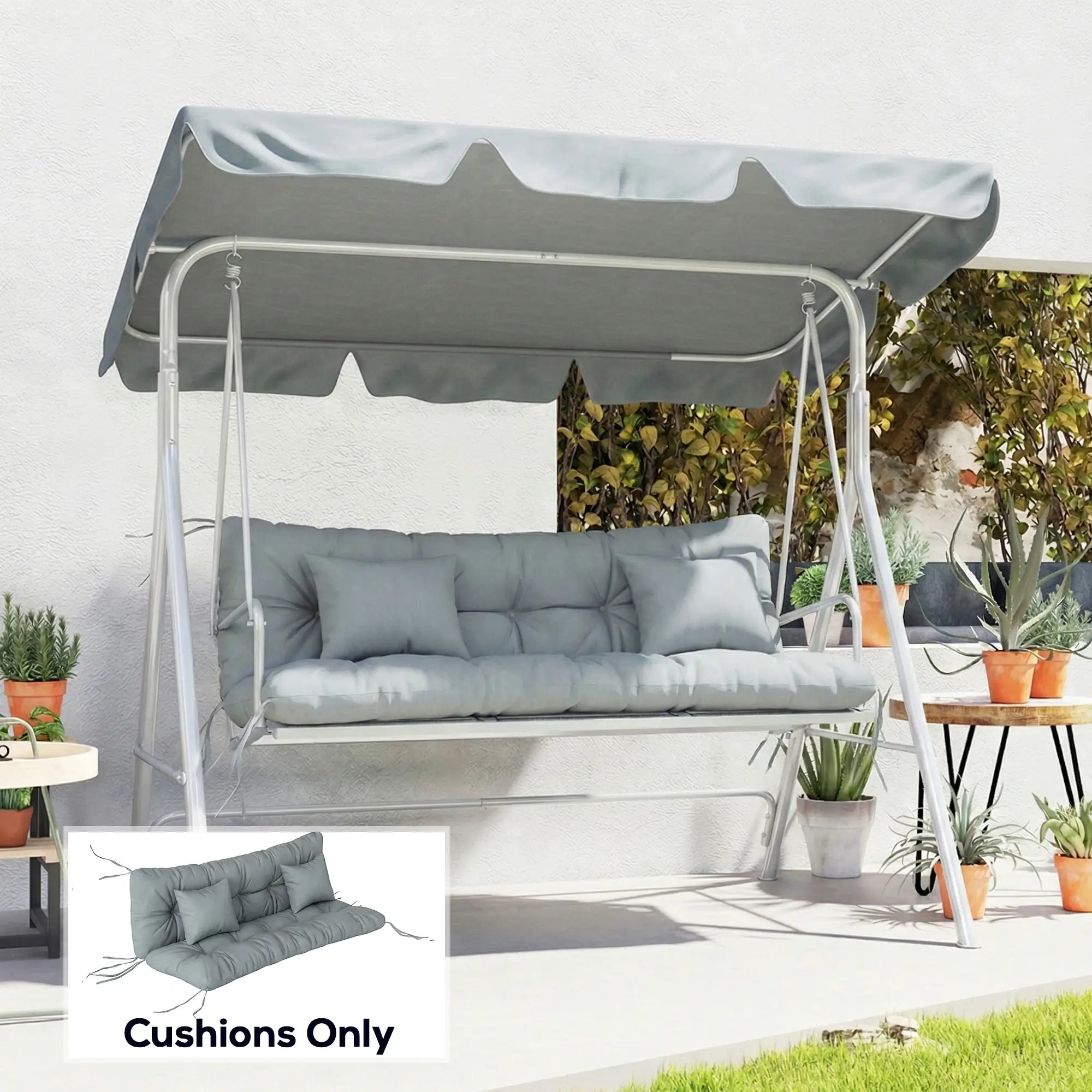 4-Piece Patio Chair Cushion Set, With Ties, Light Grey Patio Chair Cushions at Gallery Canada