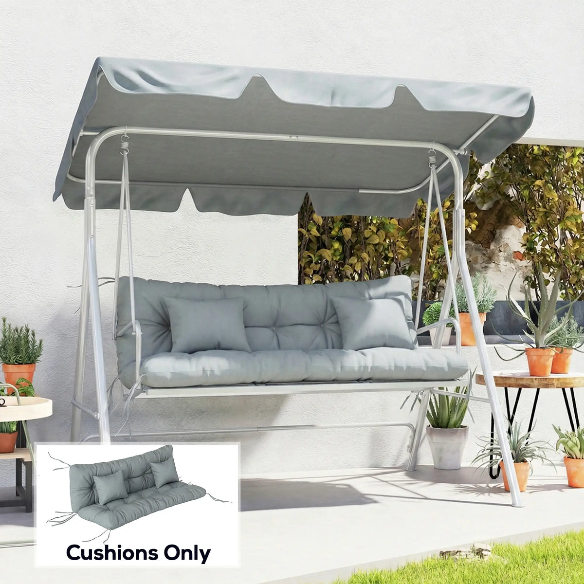 4-Piece Patio Chair Cushion Set, With Ties, Light Grey Patio Chair Cushions at Gallery Canada