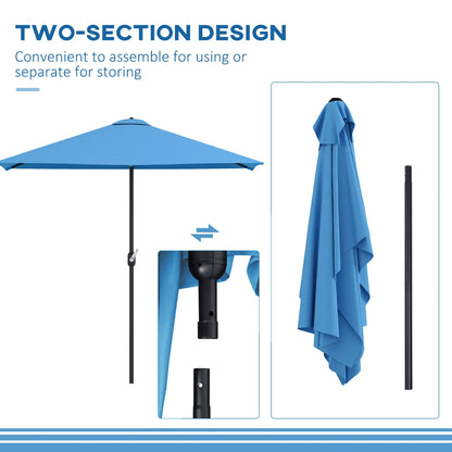 8ft Half Round Umbrella, Patio Garden Sun Shade, 5 Ribs Half Round Umbrellas at Gallery Canada