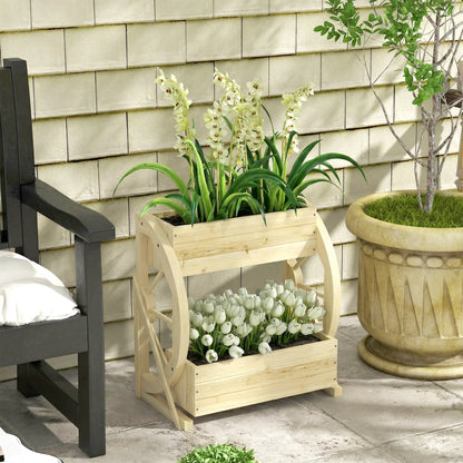 Wooden Wagon Planter Box, 2-Tier Raised Garden Bed, Wooden Wooden Planter Boxes at Gallery Canada