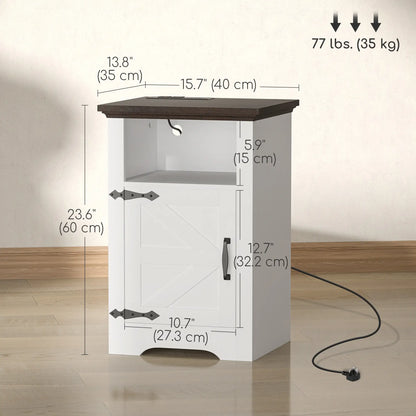 Set of 2 Side Tables, Night Stands with Outlets, White Side Tables at Gallery Canada