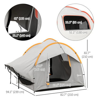 2000mm Waterproof SUV Tent, 3 Doors, Mesh Window, 5-6 Person, Grey, Orange Camping Tents at Gallery Canada