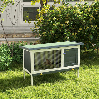 Wooden Outdoor Rabbit Hutch, Slide-Out Tray, Openable Roof, 35" W x 18" D x 26" H, Black Rabbit Hutch at Gallery Canada