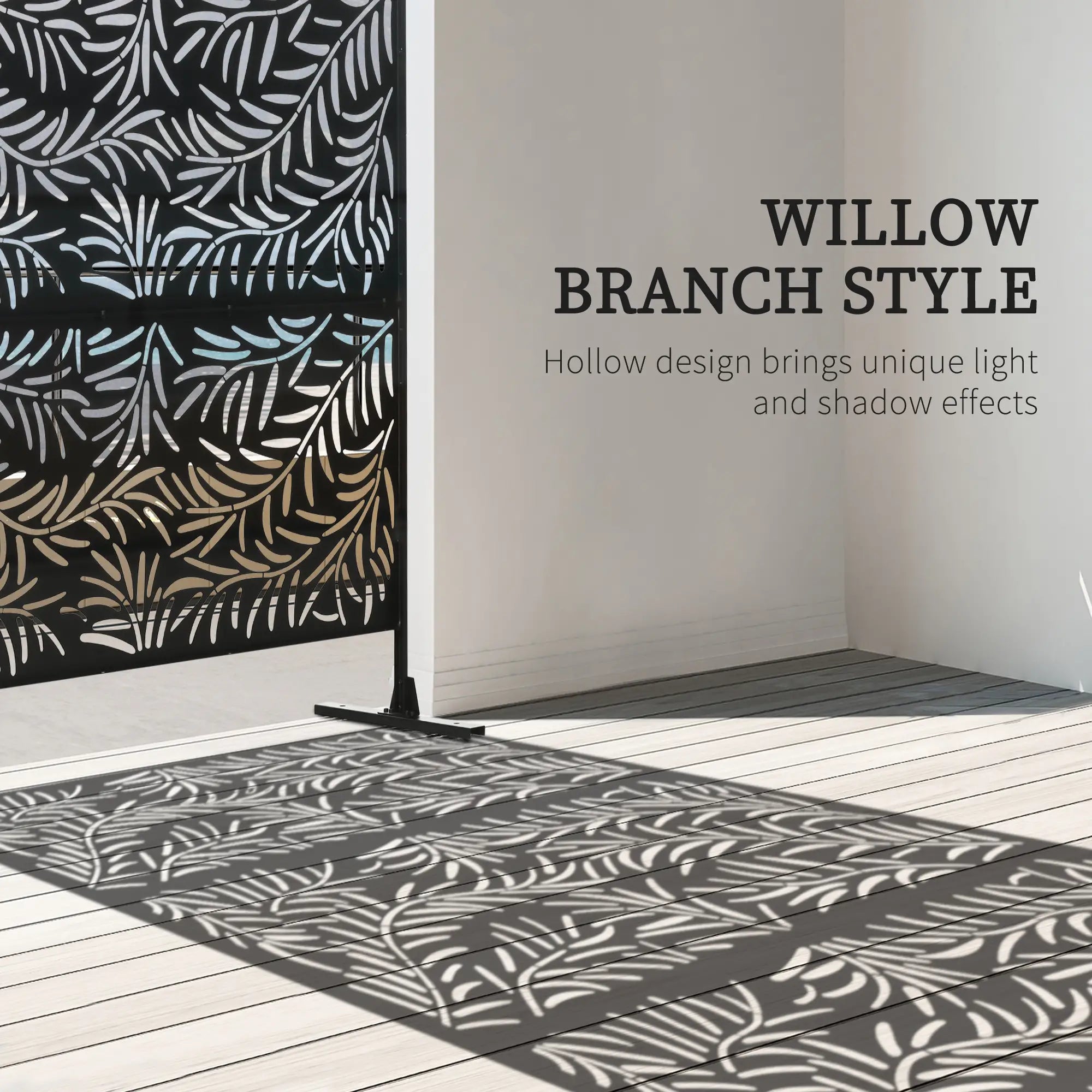 Metal Outdoor Privacy Screen, Willow Branch Style, Freestanding Panel for Garden Deck Pool Side Awnings at Gallery Canada