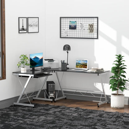 L-Shaped Computer Desk, Corner Table with Keyboard Tray, Home Office Computer Desks at Gallery Canada